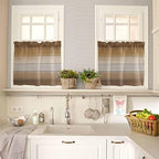 Vintage Brown Gradient Wood Grain Window Valance Curtains, Farmhouse Wood Barn - Image 7