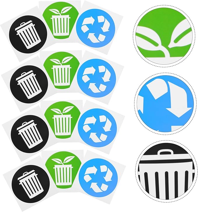 Artibetter 12PCS Self-Adhesive Trash Recycling Stickers - Image 8
