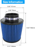 Cold Air Intake Filter High Performance Washable Filter Clamp-On Replacement - Image 2
