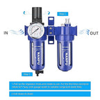 NANPU 1/2" NPT Compressed Air Filter Regulator Lubricator, Zinc Alloy, 5 Micron - Image 3