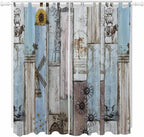 Blue Grey Wooden Living Room Curtains 84 Inch Length, Window Curtains Tab Top by Unknown