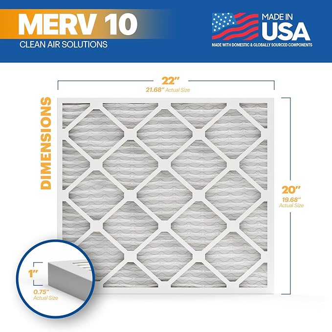 BNX TruFilter 20x22x1 MERV 10 AC Furnace Air Filter - Image 2