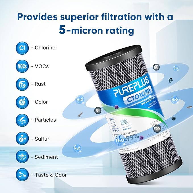 10" x 4.5" Whole House Coconut Shell Activated Carbon Water Filter Replacement - Image 4