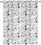Cartoon Space Outdoor Curtains for Patio Rockets Astronauts Planets Black - Image 9