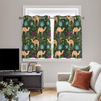 2 Panel Kitchen Cafe Curtains, Retro Desert Camel Sunlight Filtering Nature Air - Image 5