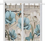 Teal Blue Tulips Living Room Curtains 84 Inch Length, Window Curtains Tab Top by Unknown