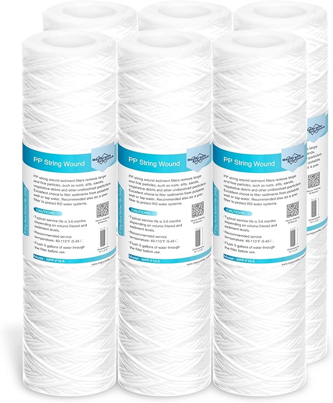 Membrane Solutions 50 Micron 10"x2.5" String Wound Whole House Water Filter by MembraneSolutions