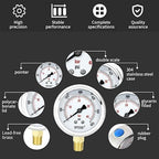 0-200 Psi Glycerin Liquid Filled Low Pressure Gauge, 2.5" Dial Size, 1/4" NPT - Image 3