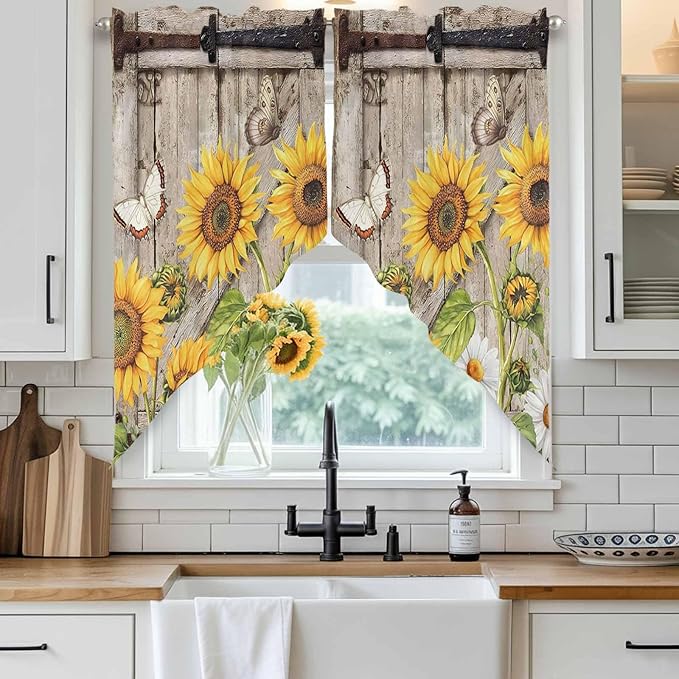 Farmhouse Sunflowers Swag Valances - Image 2