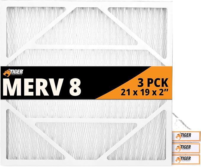 Tiger Tough 21x19x2 Air Filter MERV 8 MPR 600-800, High-Performance Pleated by TIGERTOUGHPRODUCTS