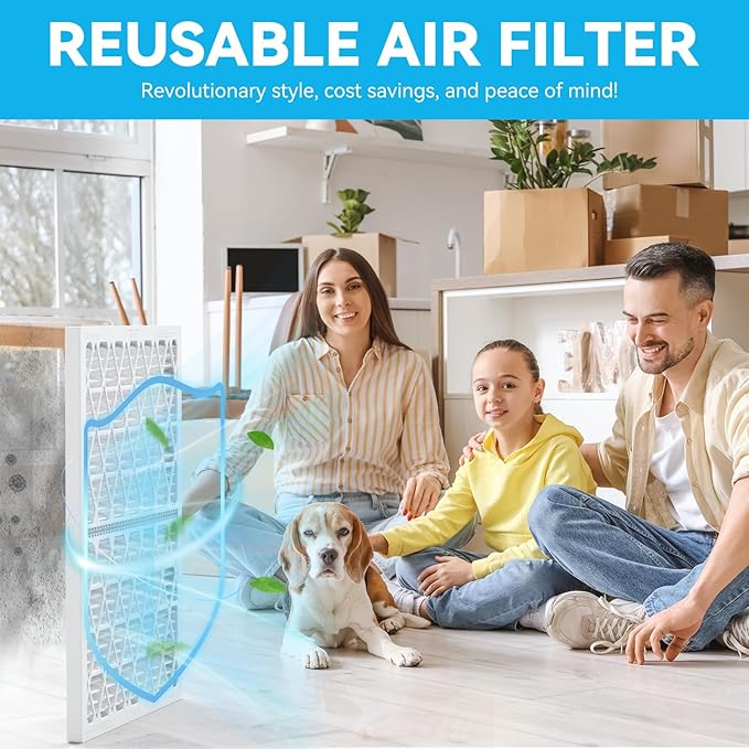 Reusable 14x25x1 Air Filter, 1 Foldable Frame + 6 Refills - Image 6
