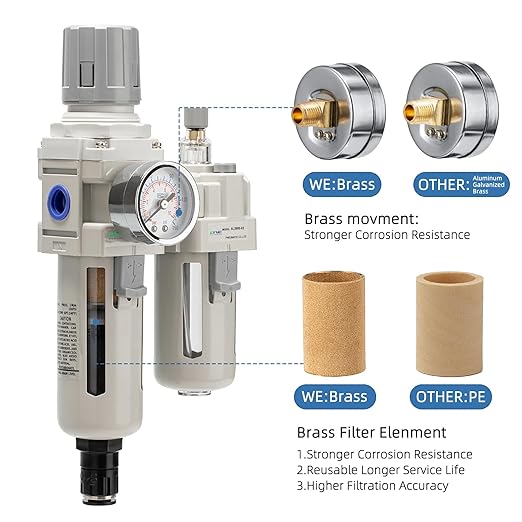 3/8" NPT Auto-Draining Air Filter Regulator Combo - Image 5