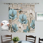 Teal Blue Tulips Bathroom Curtains 63 Inch Length, Window Curtains Tab Top - Image 4