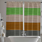 Farm Gray Green Brown Wood Grain Window Valance Curtains, Rustic Wooden Plank by IDOWMAT