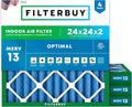 Filterbuy 24x24x2 Air Filter MERV 13 Optimal Smoke & Allergy Defense, by Filterbuy