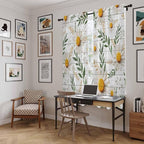 Spring Daisy Kitchen Curtains, Farmhouse Country Flower Leaf Plant Wood Grain - Image 6