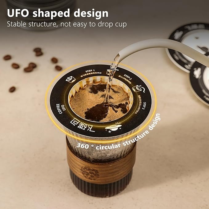 UFO Coffee Filter Paper Bag, Portable Hanging Ear Drip Coffee Bag, Single Serve - Image 4