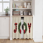 Red Green Christmas Kitchen Curtains 54 Inch Long 2 Panel Set, Rod Pocket - Image 7
