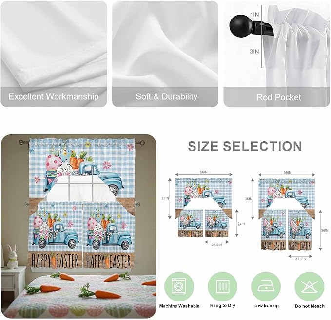 Swag Valance Curtains, Easter Truck - Image 6
