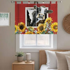 Cows Sunflowers Bedroom Curtains 63 Inch Length, Window Curtains Tab Top - Image 9