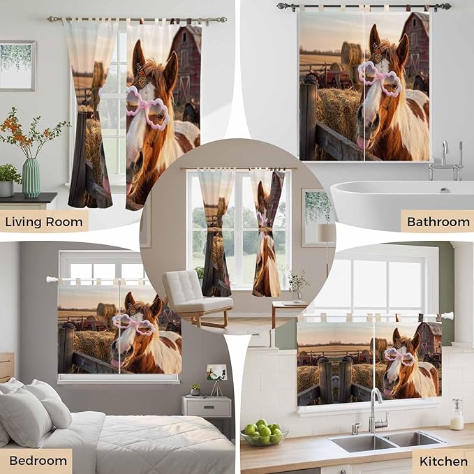 Farm Horses Bedroom Curtains 72 Inch Length, Window Curtains Tab Top, Farmhouse - Image 7