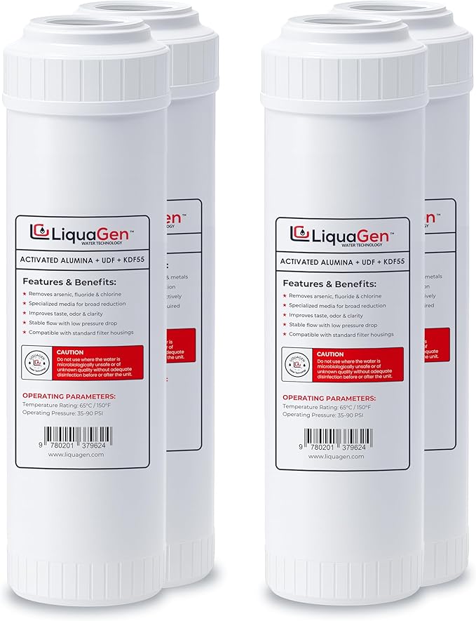 LiquaGen Activated Alumina + Carbon + KDF-55 Replacement Water Filter Cartridge by LiquaGen