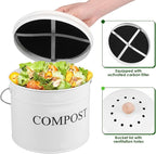 Kitchen Compost Bin 0.8 Gallon Metal Countertop Compost Bin - Image 2