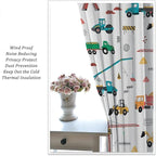 Construction Window Curtains, Kids Cartoon Construction Machines Building Hand - Image 5