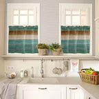 Vintage Plank Turquoise Brown Window Valance Curtains, Farmhouse Wood Grain - Image 7