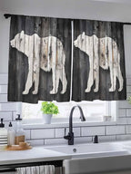 Sheer Curtains 45 Inch Length, Farmhouse Country Vintage Wood Grain Privacy - Image 5