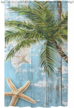 Sheer Curtains 108 Inches Long, Coastal Beach Blue Semi Sheer Curtains Light by Unknown