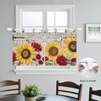Red Yellow Sunflowers Kitchen Curtains 36 Inch Length, Small Window Curtains - Image 4