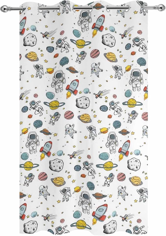 Cartoon Space Outdoor Curtains for Patio Astronauts Spacecraft Rockets - Image 9