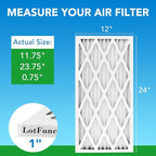 LotFancy 12x24x1 Air Filter MERV 8 4-Pack, Electrostatic Pleated Furnace & AC - Image 2