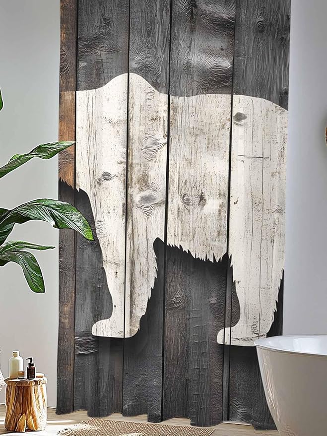 Sheer Curtains 96 Inches Long, Vintage White Brown Bear Semi Sheer Curtains - Image 4