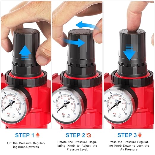 TAILONZ PNEUMATIC 0-150PSI 3/8 Inch NPT Red Industrial Grade 5 Stage Air Drying - Image 8