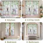 Spring Kitchen Curtains, Bicycles Botanical Leaves Rose Colorful Stripes Light - Image 8