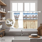 Western Horse Kitchen Curtains 36 Inch Length, Small Window Curtains Tab Top - Image 5