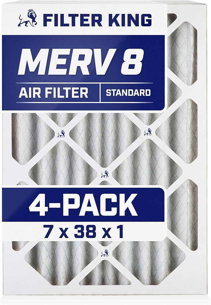 Filter King 7x38x1 Air Filter | 4-PACK | MERV 8 HVAC Pleated A/C Furnace by FilterKing