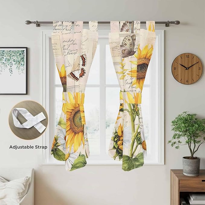 Yellow Sunflowers Living Room Curtains 84 Inch Length, Window Curtains Tab Top - Image 5