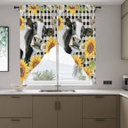 Retro Sunflowers Swag Valances for Windows, Farmhouse Floral Cow Butterfly - Image 8