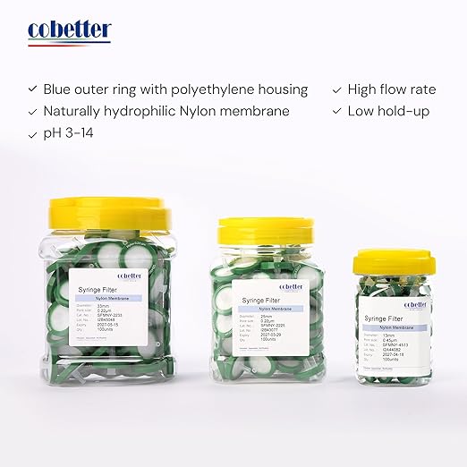 100 Pack Syringe Filter Nylon Lab Filters 0.22μm Pore Size 33mm Diameter - Image 3