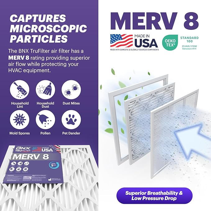 BNX TruFilter 16x24x1 Air Filter MERV 8 - Image 3