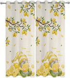 Summer Outdoor Curtains for Patio Lemon Gnome Leaf Linen Texture Waterproof - Image 9