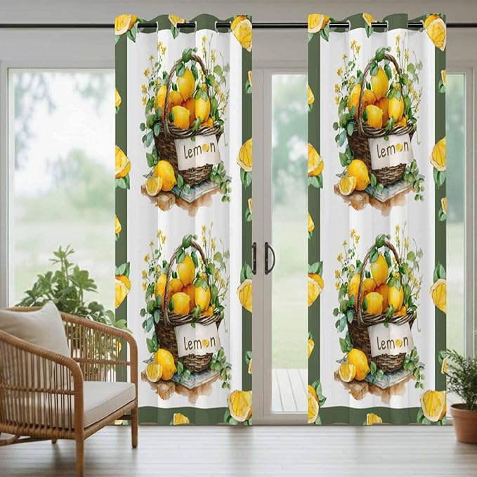 Lemon Outdoor Curtains for Patio Lemons Baskets Summer Tropical Plant - Image 6