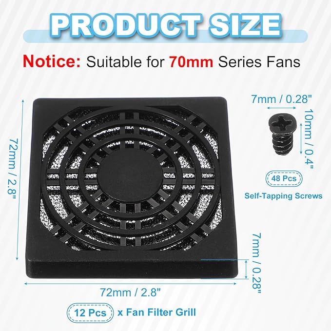 PATIKIL 70mm Fan Filter Grill - Image 2