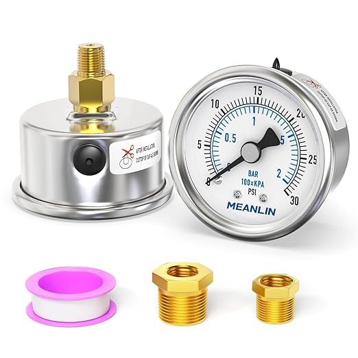 MEANLIN MEASURE 0~30Psi Dry Low Pressure Gauge Stainless Steel 1/8" NPT 2" FACE by MEANLINMEASURE