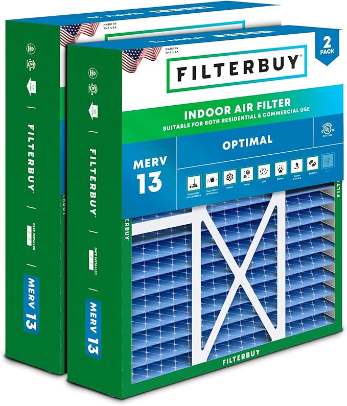 Filterbuy 20x22x5 Air Filter MERV 13 Optimal Smoke & Allergy Defense, Pleated by Filterbuy