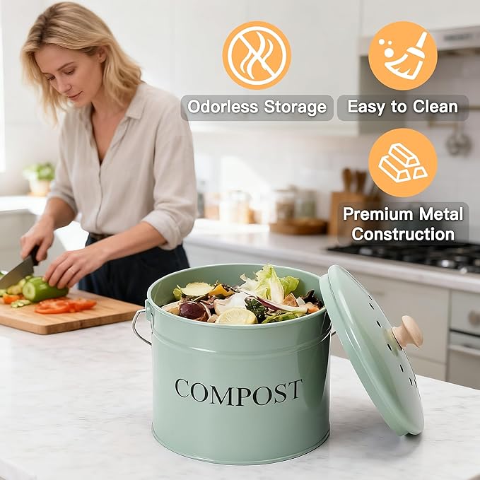 Compost Bin for Kitchen Counter, 1 Gallon Compost Bucket - Image 8