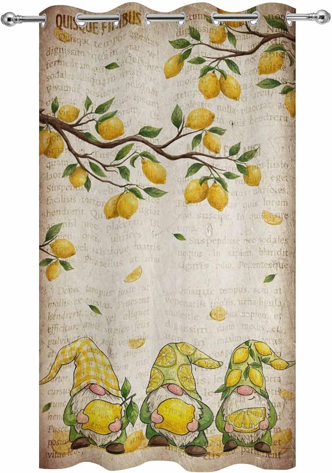 Summer Gnome Outdoor Curtains for Patio Gnome Lemon Leaf Vintage Waterproof - Image 9
